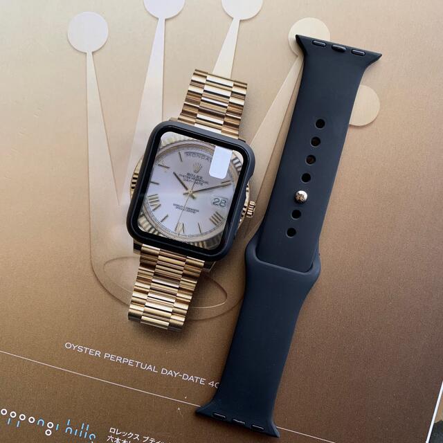 Apple Watch カバー バンド セット ブラック 40~45mm メンズの時計(ラバーベルト)の商品写真