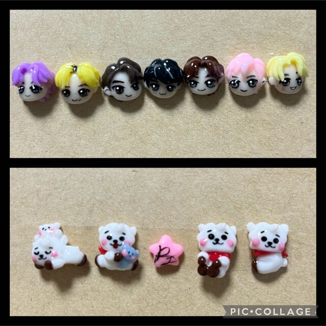 BT21(ビーティーイシビル)の3dネイルパーツまとめ買い【ゆるかわTinyTan × BT21 RJ セット】 コスメ/美容のネイル(デコパーツ)の商品写真