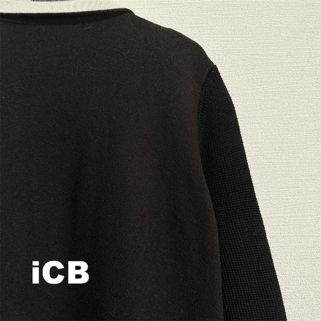 ICB(アイシービー)の【ICB】アイシービー 前たてホワイト切替 袖ニット カーディガン レディースのトップス(カーディガン)の商品写真