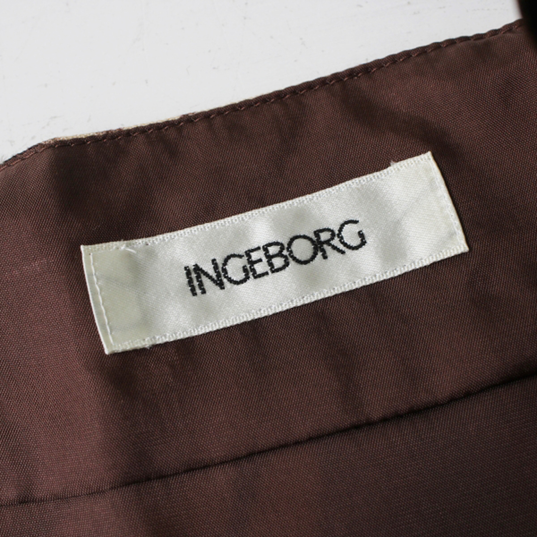 INGEBORG(インゲボルグ)の美品 INGEBORG インゲボルグ 総プリント ベロアリボン スカート 9/ブラウン系【2400013045001】 レディースのスカート(ロングスカート)の商品写真