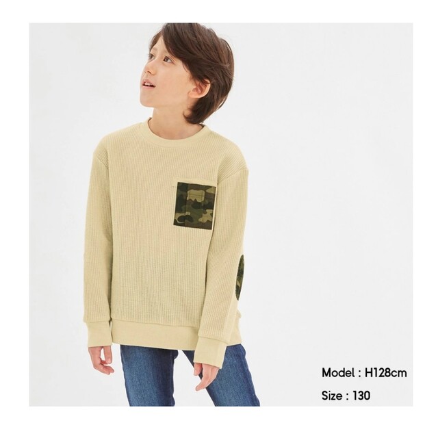 GU(ジーユー)のGU 裏起毛ニット風トレーナー　120 キッズ/ベビー/マタニティのキッズ服男の子用(90cm~)(Tシャツ/カットソー)の商品写真