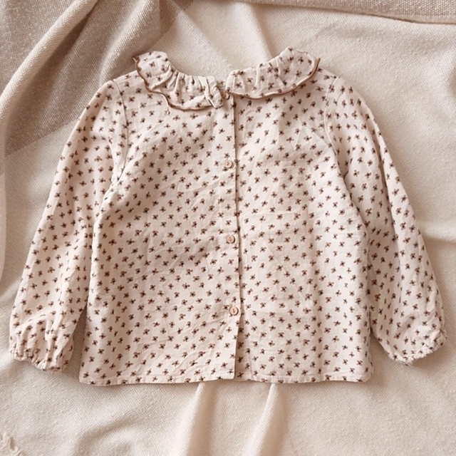 ZARA KIDS(ザラキッズ)のZARAKIDS ☆ フラワープリントフリルブラウス キッズ/ベビー/マタニティのキッズ服女の子用(90cm~)(ブラウス)の商品写真