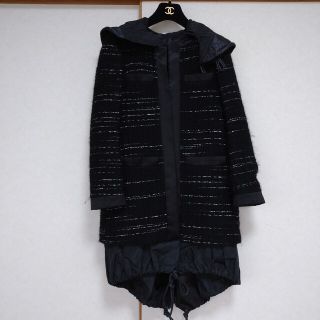 Sacai サカイ レイヤード ツイード コート ミドル ロング  ノーカラー