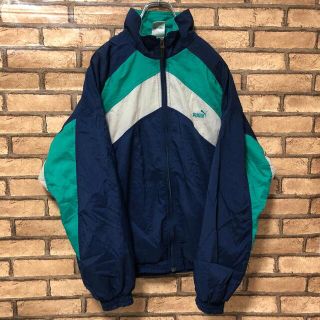 PUMA - PUMA プーマ 90s 配色 ナイロンジャケット ロゴ刺繍 M 古着