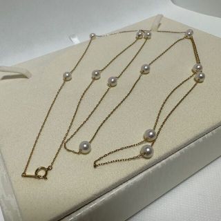 ミキモト(MIKIMOTO)のタサキ　あこやパール　ステーションネックレス　K18  102㎝  美品(ネックレス)