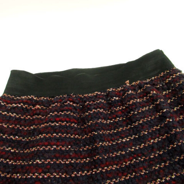 Swingle(スウィングル)のスウィングル フレアスカート ひざ丈 ボーダー柄 ウール混 S ネイビー 紺 レディースのスカート(ひざ丈スカート)の商品写真