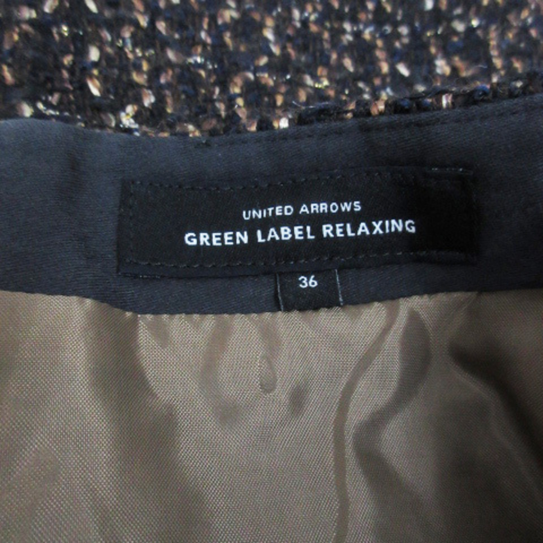 UNITED ARROWS green label relaxing(ユナイテッドアローズグリーンレーベルリラクシング)のグリーンレーベルリラクシング ツイードスカート 台形 36 黒 /FF46 レディースのスカート(ひざ丈スカート)の商品写真