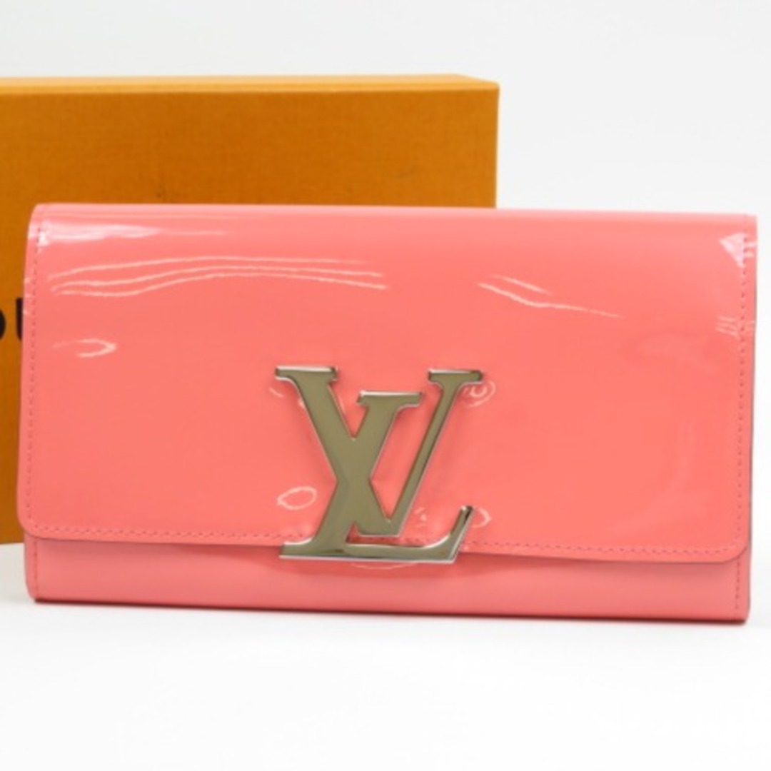 品質一番の VUITTON LOUIS レディース【中古】 ピンク パテントレザー 長財布 ヴェルニ カプシーヌ S金具 ルイヴィトン  VUITTON LOUIS 新品同様美品 財布