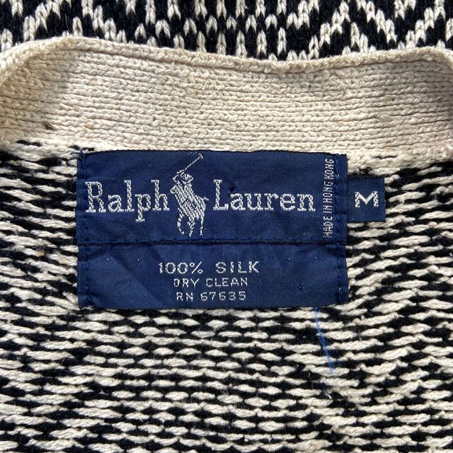 Ralph Lauren(ラルフローレン)の80s Ralph Lauren シルクニット ヘリンボーン カーディガン メンズのトップス(カーディガン)の商品写真