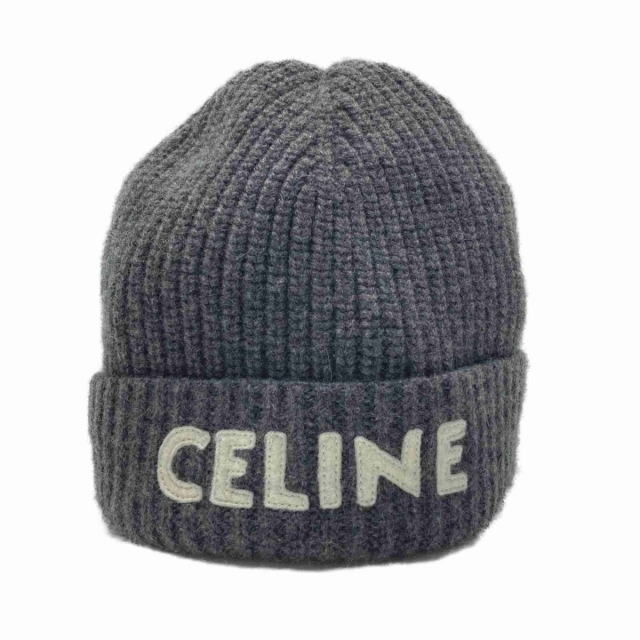 celine(セリーヌ)の☆☆CELINE セリーヌ ロゴ ビーニー ニット帽 2A45T 207O グレー カシミヤ100％ メンズの帽子(ニット帽/ビーニー)の商品写真