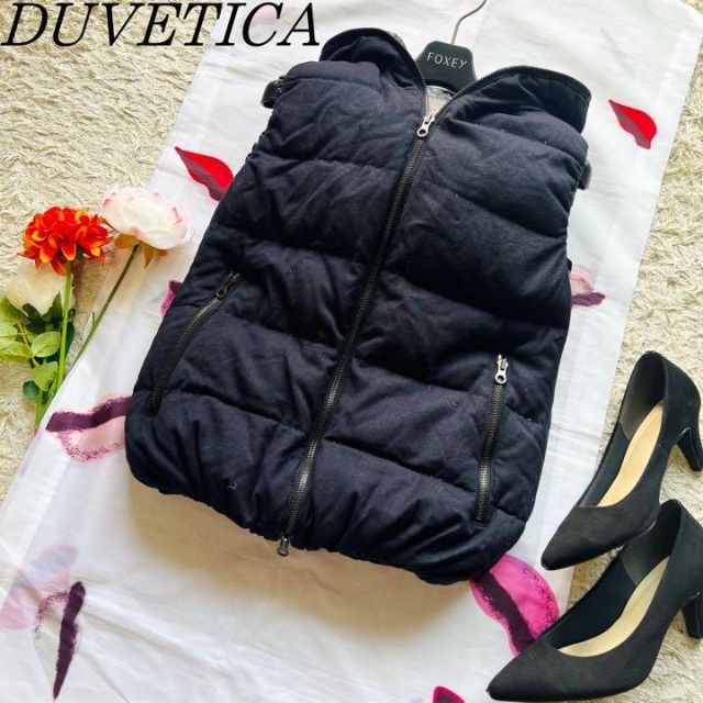 良品】DUVETICA ダウンジャケット ネイビー ウール マット 40 - www