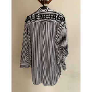 Balenciaga - バレンシアガ　オーバーサイズ ロゴプリント ストライプシャツ