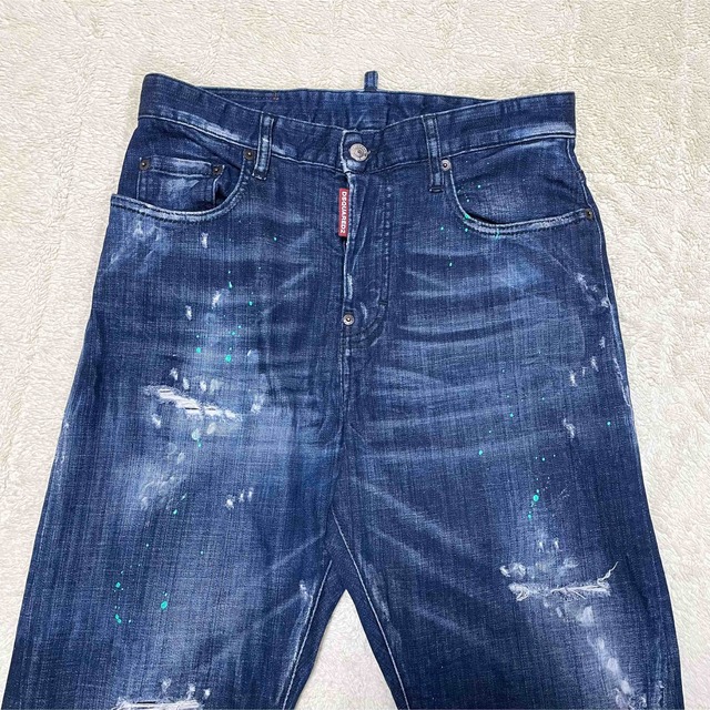 美品 定価7万】Dsquared2 ダメージデニム ペイント加工 イタリア製 美品 定価7万】Dsquared2 ダメージデニム ペイント加工 イタリア製