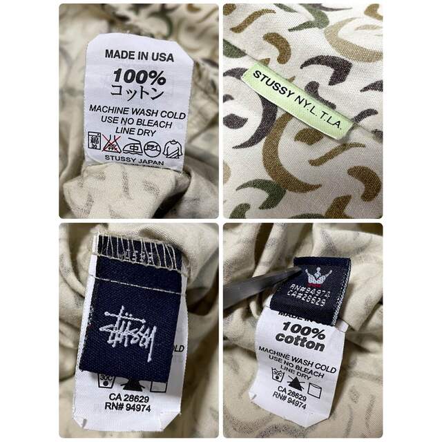 【激レア　90s】stussy　長袖シャツ　総柄　Sロゴ　USA製　入手困難