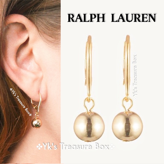 Ralph Lauren(ラルフローレン)のG531/RALPH LAUREN/8mm/ゴールドビーズゆれゆれピアス レディースのアクセサリー(ピアス)の商品写真