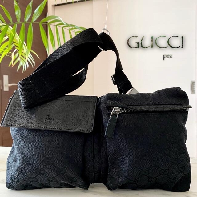 超新作】 超美品 - Gucci 正規品 レザーウエストバッグ GG柄 グッチ