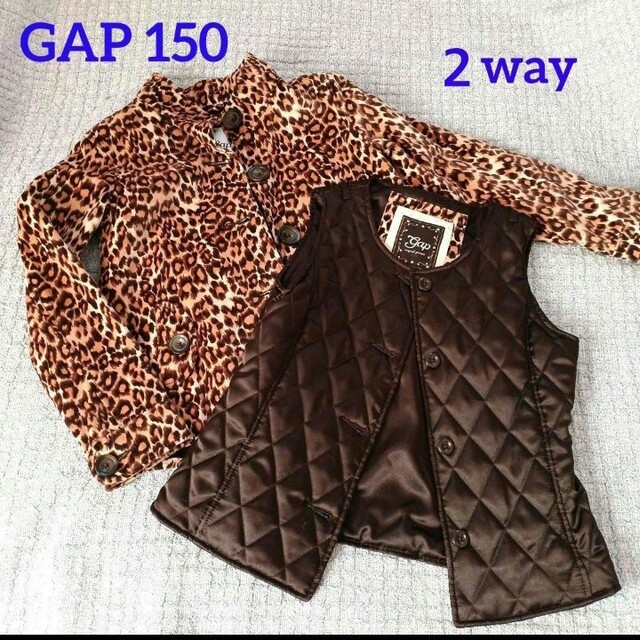 GAP(ギャップ)のGAP ヒョウ柄アウター&キルティングベルト ２wayジャケット 150cm キッズ/ベビー/マタニティのキッズ服女の子用(90cm~)(ジャケット/上着)の商品写真