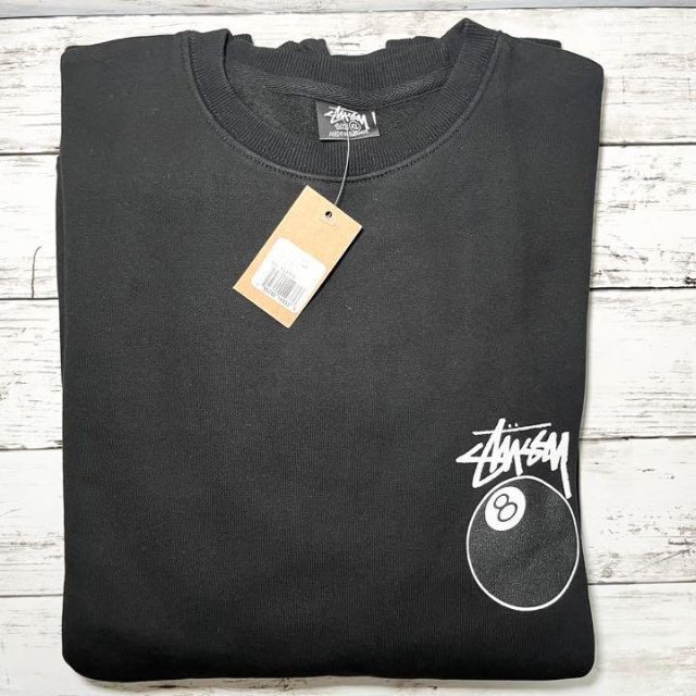 STUSSY(ステューシー)の【新品】stussy スウェットトレーナー　サイズXL ブラック　8ボール メンズのトップス(スウェット)の商品写真