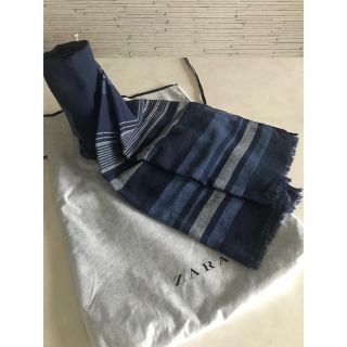 ザラ(ZARA)のZARA メンズストール　ネイビー　新品(ストール)