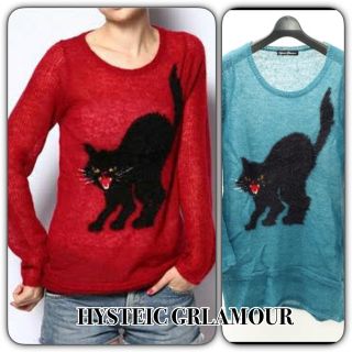 ヒステリックグラマー(HYSTERIC GLAMOUR)のhysteric glamour ローゲージニット ネコ 猫 キャット(ニット/セーター)