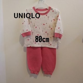 ユニクロ(UNIQLO)の【UNIQLO パジャマ80】キルトパジャマ 上下セット　女の子80(パジャマ)