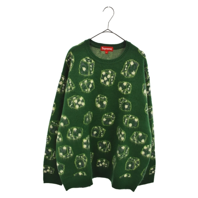 52センチ袖丈SUPREME シュプリーム 22Aw Dice Sweater ダイス クルーネックニット プルオーバー サイコロ グリーン