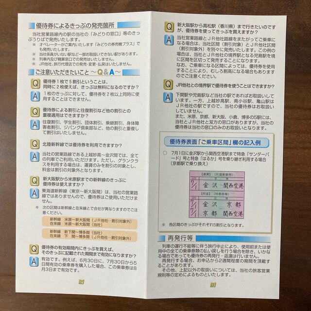 JR(ジェイアール)のJR西日本株主優待割引券2枚綴り チケットの優待券/割引券(その他)の商品写真