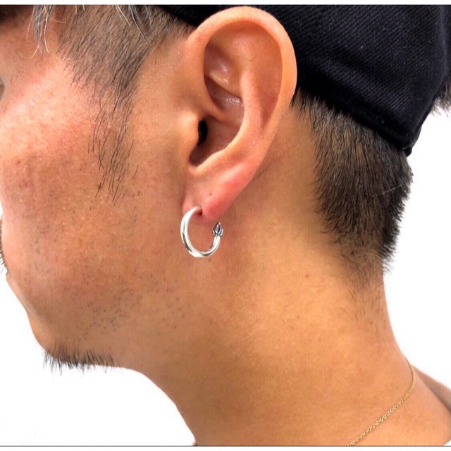 フープピアス シルバー925 両耳セット 男女兼用 ハンドメイド メンズのアクセサリー(ピアス(両耳用))の商品写真