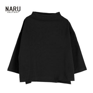 フォーティファイブアール(45R)の美品 NARU✨ナル デラヴェジャージ ボトルネック ワイドプルオーバー黒 クロ(カットソー(長袖/七分))