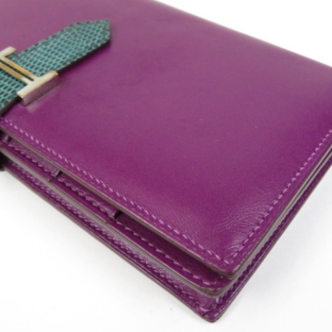 HERMES エルメス ベアンスフレ トカゲ バイカラー 長財布 リザード/ボックスカーフ パープル T刻印【中古】 HERMES エルメス ベアンスフレ トカゲ バイカラー 長財布 リザード/ボックスカーフ パープル T刻印【中古】