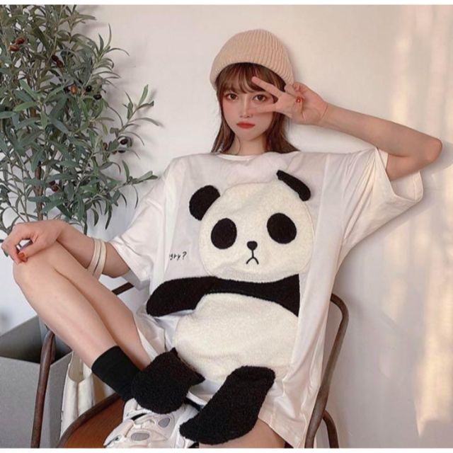 大人気‼︎ パンダTシャツ ハロウィン♪プチ仮装 オーバーサイズ 萌え 韓国
