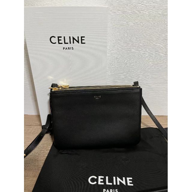 【残りわずか】 celine - セリーヌ トリオ スモール 新ロゴ ブラック ショルダーバッグ