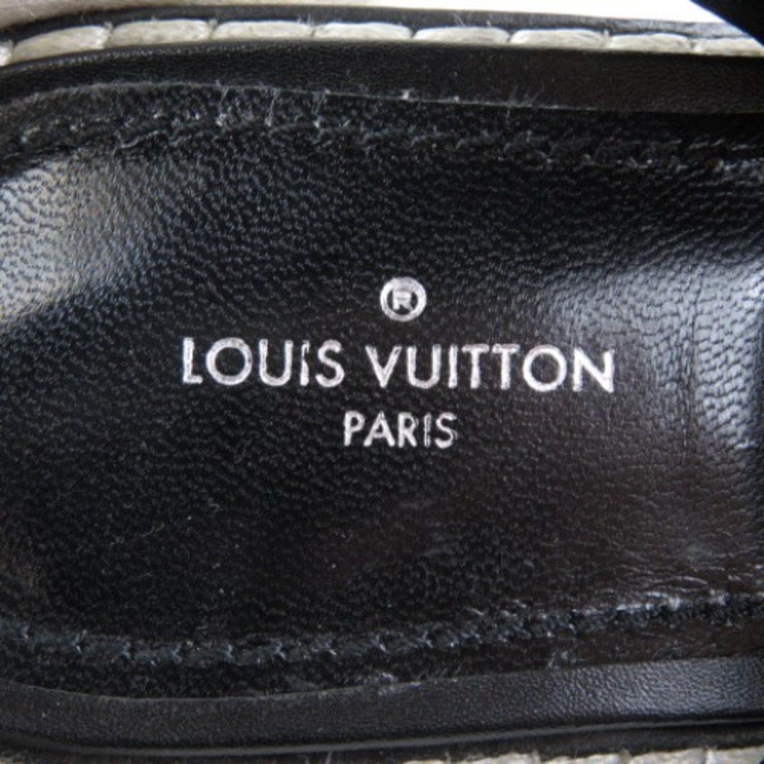 LOUIS VUITTON(ルイヴィトン)の極美品 LOUIS VUITTON ルイヴィトン 靴　ローファー風　ステッチ　M　約22cm サンダル レザー ブラック レディース【中古】 レディースの靴/シューズ(サンダル)の商品写真