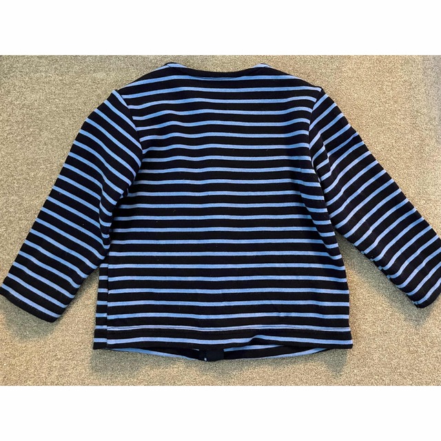 PETIT BATEAU(プチバトー)のmuveil★コラボ　ボーダー 伊勢丹KISETTE 白鳥カーディガン キッズ/ベビー/マタニティのベビー服(~85cm)(カーディガン/ボレロ)の商品写真