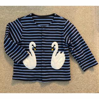 プチバトー(PETIT BATEAU)のmuveil★コラボ　ボーダー 伊勢丹KISETTE 白鳥カーディガン(カーディガン/ボレロ)