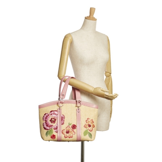 Dior(ディオール)のディオール フラワー リミテッドエディション 刺繍 ハンドバッグ かごバッグ ストロー レディース Dior 【214-78479】 レディースのバッグ(ハンドバッグ)の商品写真