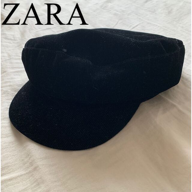 美品　ZARA ザラ　キャスケット　コーデュロイ　帽子　黒　ブラック　人気　完売 | フリマアプリ ラクマ