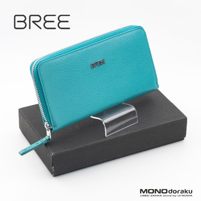 BREE/ブリー 長財布 天然皮革 ラウンドファスナー ターコイズブルー