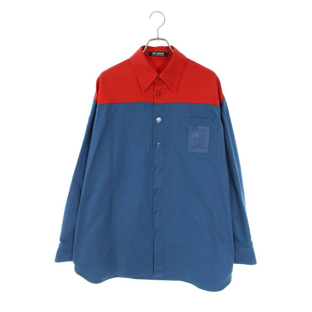 別倉庫からの配送】 RAF SIMONS S メンズ バイカラーオーバーサイズデニム長袖シャツ back in pin R with shirts  denim bicolor Oversized 222-M244 22AW ラフシモンズ シャツ