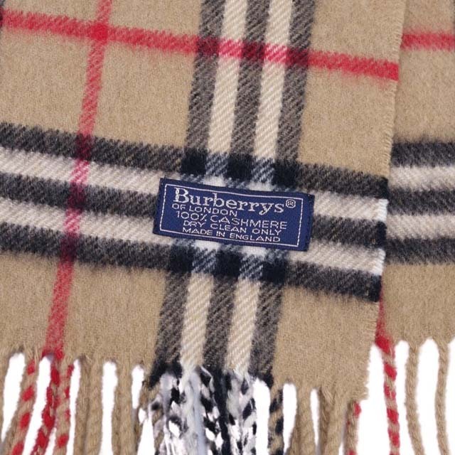 BURBERRY(バーバリー)の極美品 Vintage バーバリー Burberrys マフラー ストール カシミヤ100％ チェック イングランド製 メンズ レディース ブラウン レディースのファッション小物(ストール/パシュミナ)の商品写真