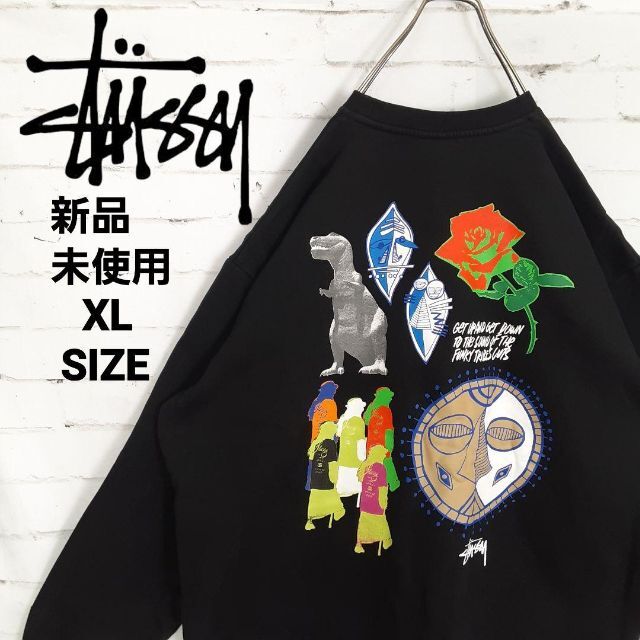 Stussy 新品未使用 海外限定 Stussy ブラック 恐竜 薔薇 スウェット Xl Stussy 新品未使用 海外限定 Stussy ブラック 恐竜 薔薇 スウェット Xl