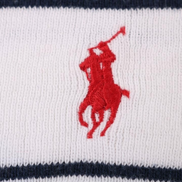 POLO RALPH LAUREN(ポロラルフローレン)のポロ・ラルフローレン 長袖セーター 薄手ニット ボーダー Vネック トップス 大きいサイズ メンズ XXLサイズ ホワイト POLO RALPH LAUREN メンズのトップス(ニット/セーター)の商品写真