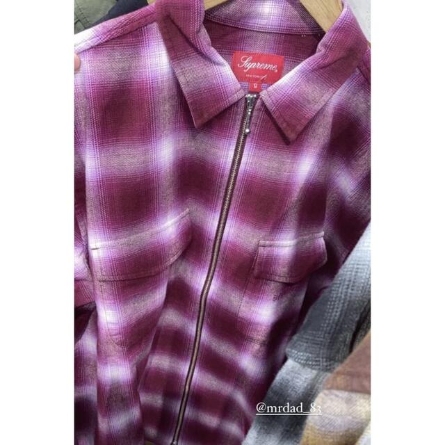 Shadow Plaid Flannel Zip Up Shirt 赤