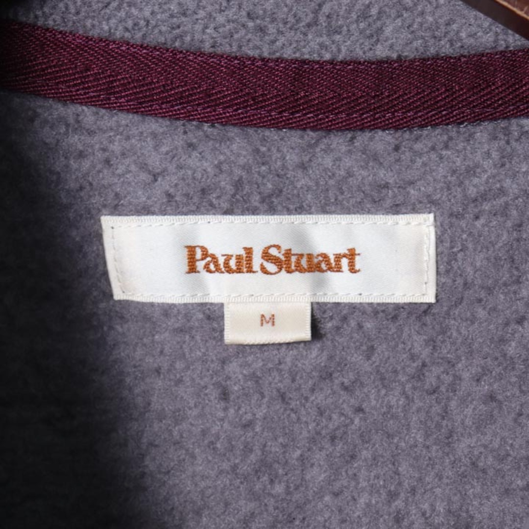 ポールスチュアート ボアベスト 襟付き ボタン留め 胸刺繍 トップス ストレッチ メンズ Mサイズ グレー PAUL STUART