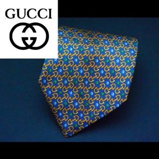 グッチ(Gucci)の【ポッキリ価格♪】GUCCI グッチ　チェーン柄　総柄　ネクタイ　メンズ　ブルー(ネクタイ)