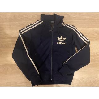 アディダス(adidas)の美品★ヴィンテージ　アディダスパーカー　３本ライン　ネイビー(パーカー)