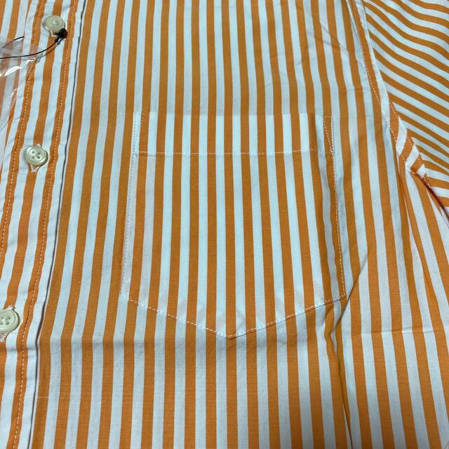 nano・universe(ナノユニバース)のnano BASE  オレンジストライプシャツ　七部袖　Mサイズ極美品　お洒落 メンズのトップス(シャツ)の商品写真