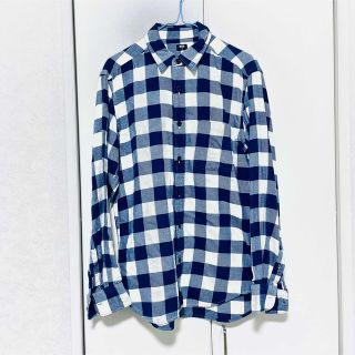 ユニクロ(UNIQLO)のUNIQLO ユニクロ チェックフランネルシャツ ネイビー ブロックチェック(シャツ)