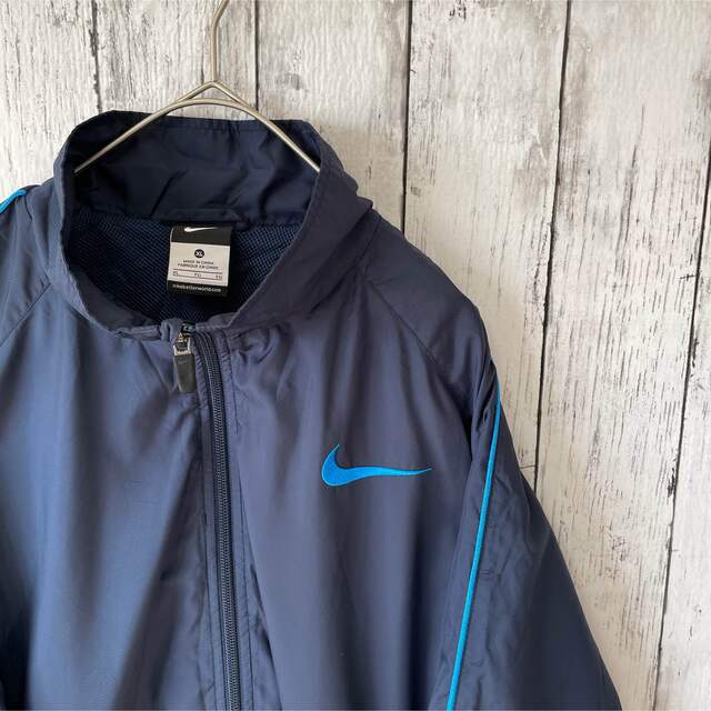 NIKE - NIKE ナイキ ナイロンジャケット ネイビー 刺繍ロゴ 水色 ス