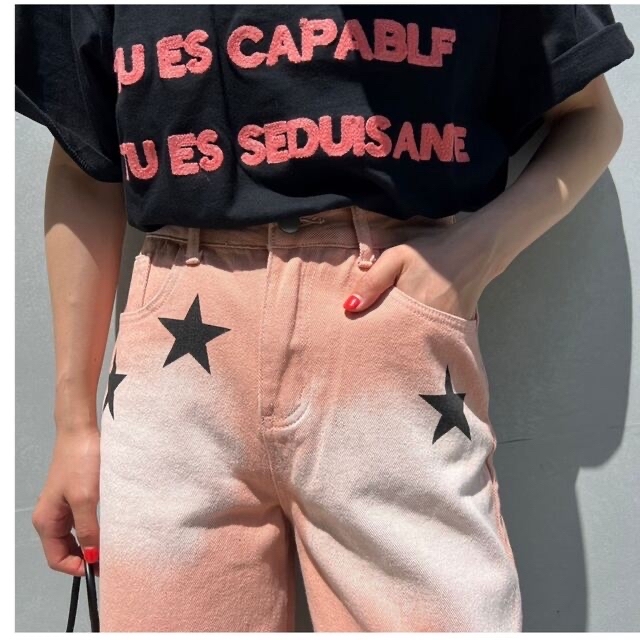 【最終値下げ】デニムパンツ pink×star★ denim レディースのパンツ(デニム/ジーンズ)の商品写真